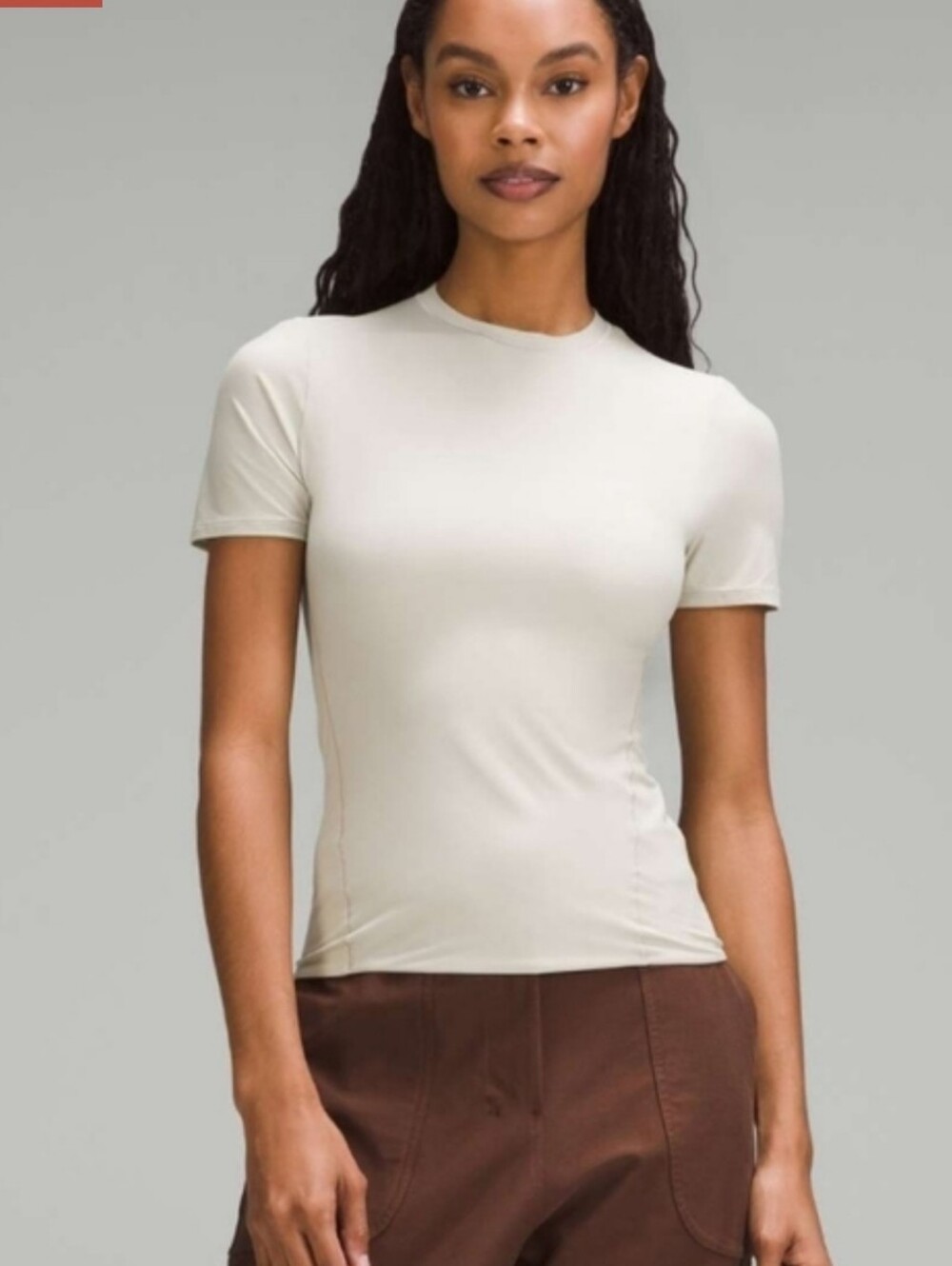 Lululemon Wundermost Ultra-Soft Nulu Hip-Length Crewneck Shirt Mojave Tan M